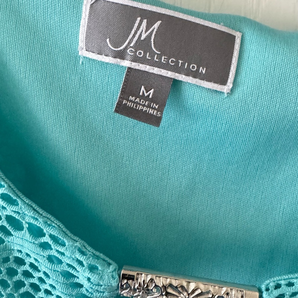 JM Collection Aqua Lace Top